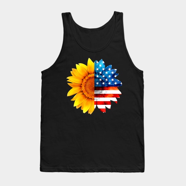 Patrioctic Sunflower American Flag 4th Of July Tank Top by Kaileymahoney